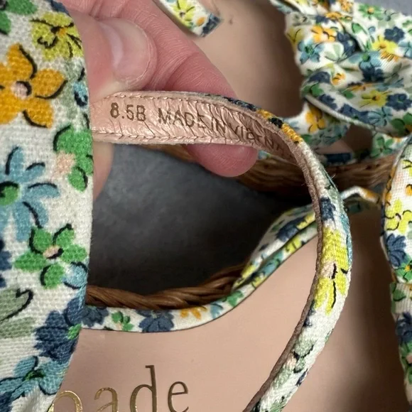 Kate Spade New York Patio Platform Wedge Sandal Blue Floral Women’s Size 8.5 - Picture 7 of 10